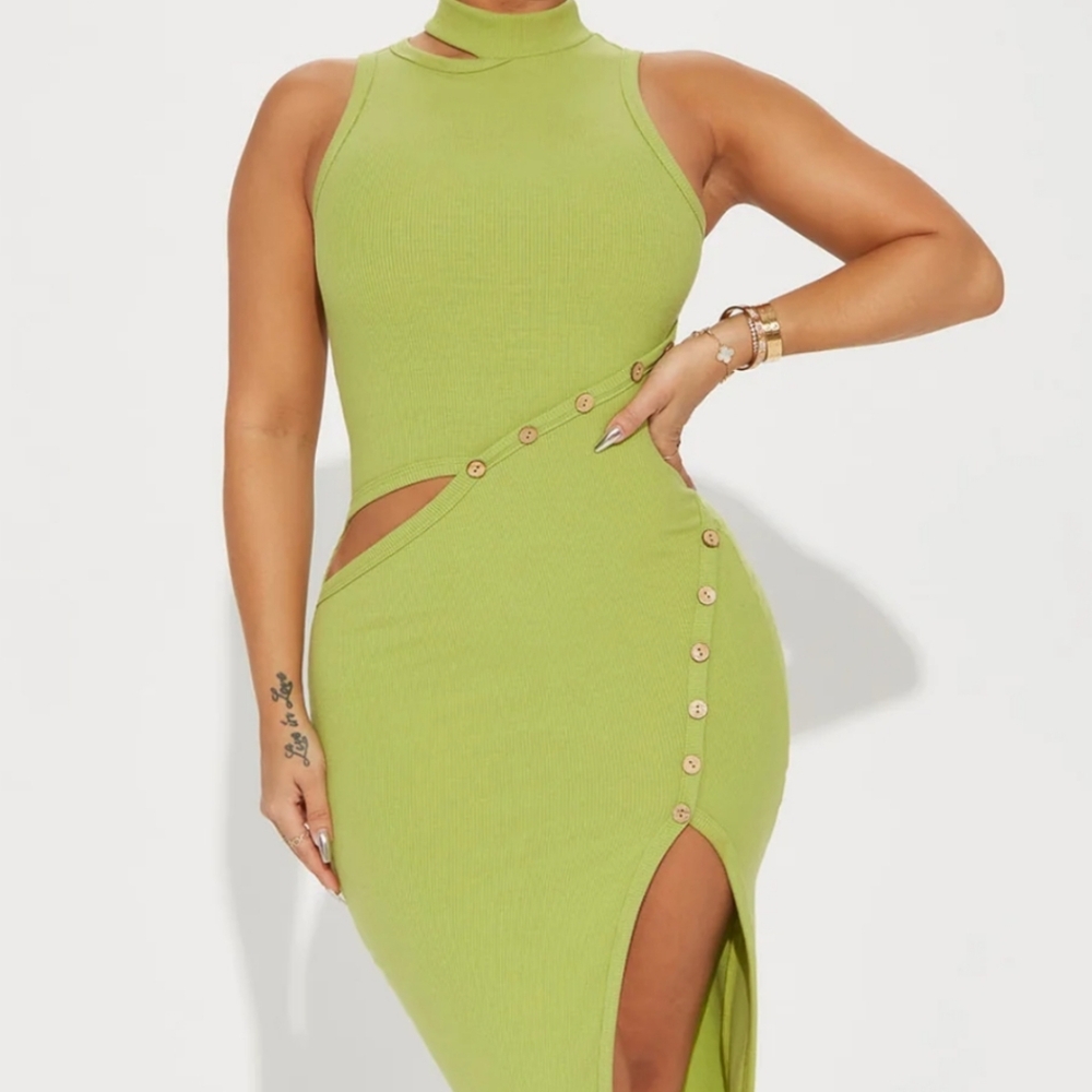 Chartreuse Midi Dress